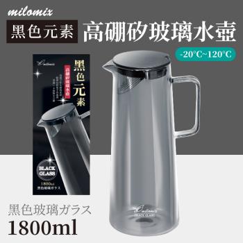 【美樂美事milomix】 黑色元素 高硼矽玻璃水壺 (1800ml /個)