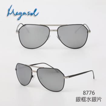 MEGASOL UV400帥氣紳士偏光太陽眼鏡(高質感金屬純手工鏡架墨鏡-8776)