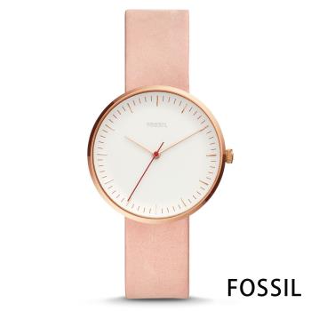 FOSSIL 小清新少女之心極簡設計皮革女錶(ES4426)-白色/38mm