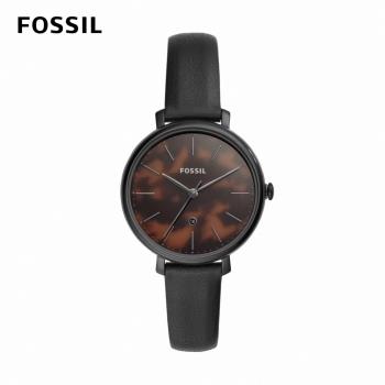 FOSSIL Jacqueline 系列賈姬風尚經典女錶 黑色真皮皮革錶帶 36MM ES4632