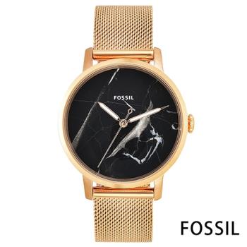 FOSSIL 北歐奢華風大理石紋米蘭帶女錶(ES4405)-黑色x34mm 