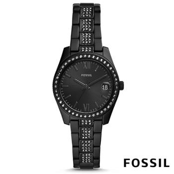 FOSSIL ITS BLACK 極黑現代感黑水鑽腕錶(ES4508)-黑/33mm