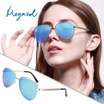 MEGASOL 紳士款UV400偏光太陽眼鏡(高質感金屬純手工鏡架5503)
