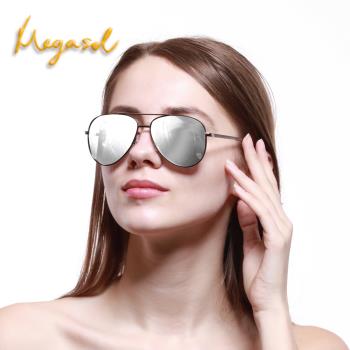MEGASOL 精緻細框雅痞款UV400偏光太陽眼鏡(高質感金屬純手工鏡架8886)