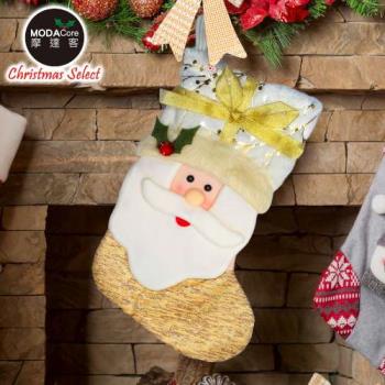 摩達客耶誕-17吋繽紛金系聖誕襪-聖誕老公公款