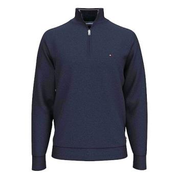 Tommy Hilfiger 2023男時尚棉質立領拉鍊寶藍色長袖運動衫
