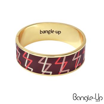 法國 Bangle up 閃電波紋琺瑯鍍金手環(歌劇紅) 