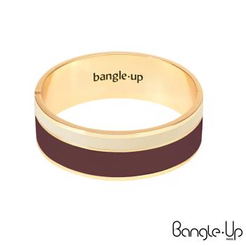 法國 Bangle up 經典條紋印花琺瑯鍍金手環(紅白)