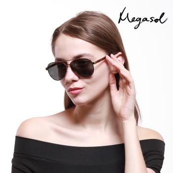 MEGASOL 電影明星同款UV400偏光太陽眼鏡(鎳合金純手工鏡架MS8023)
