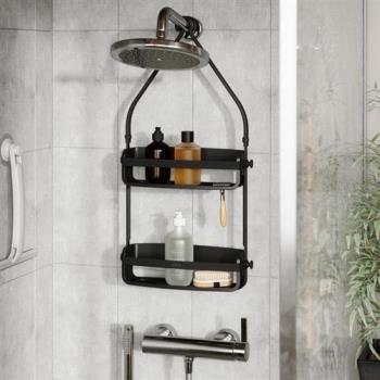 《Umbra》Flex吊掛式浴室雙層瀝水置物架(墨黑)