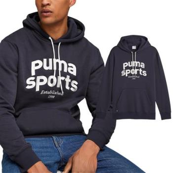 Puma 流行系列 男 深藍色 休閒 刺繡 上衣 帽T 長袖 62520616