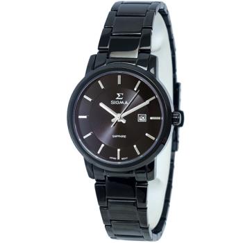 【SIGMA】1122L-B 簡約時尚 藍寶石鏡面 日期顯示 鋼錶帶女錶 黑 30mm 平價實惠的好選擇