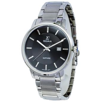【SIGMA】1122M-1 簡約時尚 藍寶石鏡面 日期顯示 鋼錶帶男錶 黑/銀 40mm 平價實惠的好選擇