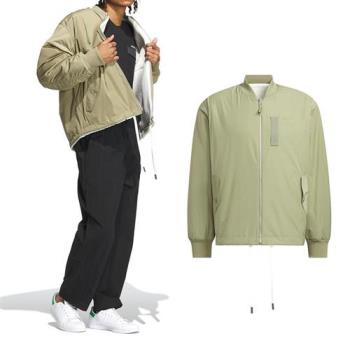 Adidas REV Sherpa 男款 白綠色 休閒 百搭 拉鍊 飛行外套 雙面 外套 UIN0990