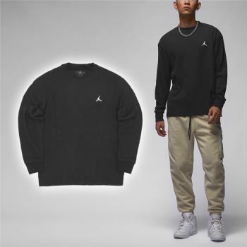 Nike 長袖上衣 Jordan Essentials Waffle Knit 男款 黑 白 華夫格 針織 FD7462-010
