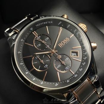 BOSS 伯斯男錶 44mm 銀圓形精鋼錶殼 黑色三眼錶面款 HB1513473