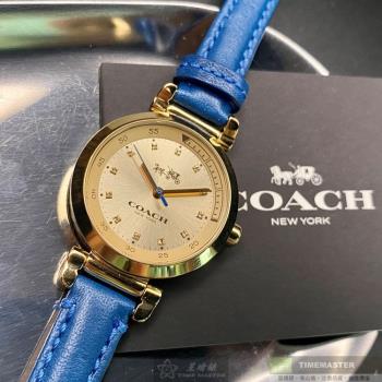 COACH 蔻馳女錶 30mm 金色圓形精鋼錶殼 金色簡約錶面款 CH00047