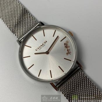 COACH手錶, 女錶 36mm 銀圓形精鋼錶殼 銀白色簡約錶面款 CH00010