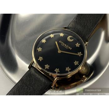 COACH手錶, 女錶 36mm 金色圓形精鋼錶殼 黑色簡約, 星月錶面款 CH00006