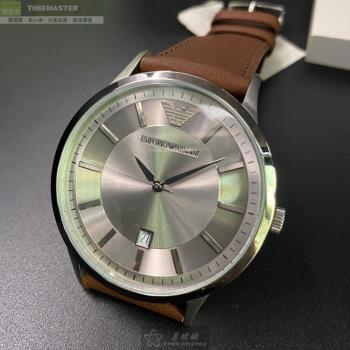 ARMANI手錶, 男女通用錶 42mm 銀圓形精鋼錶殼 銀色簡約錶面款 AR00005