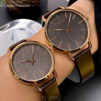 CK手錶, 男女通用錶 36mm, 42mm 玫瑰金圓形精鋼錶殼 古銅色簡約, 中二針顯示, 木紋錶面款 CKP0168