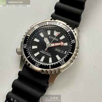 CITIZEN手錶, 男錶 42mm 銀圓形精鋼錶殼 黑色潛水錶, 中三針顯示, 運動錶面款 CI00015