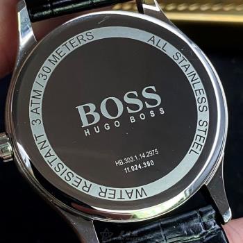 BOSS手錶, 男女通用錶 42mm 銀圓形精鋼錶殼 寶藍色簡約, 時分秒中三針顯示錶面款 HB1513553