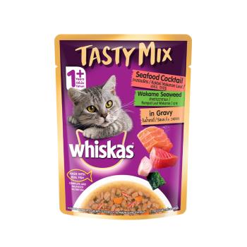 【Whiskas偉嘉】什錦珍味妙鮮包 海鮮總匯及海藻湯 70g*28入 寵物/貓罐頭/貓食