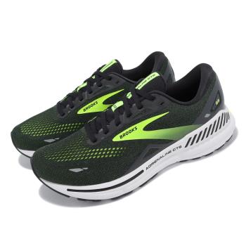Brooks 慢跑鞋 Adrenaline GTS 23 男鞋 黑 綠 腎上腺素 緩震 回彈 路跑 運動鞋 1103911D079