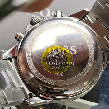 BOSS手錶, 男錶 42mm 金色圓形精鋼錶殼 寶藍色三眼, 時分秒中三針顯示錶面款 HB1513767