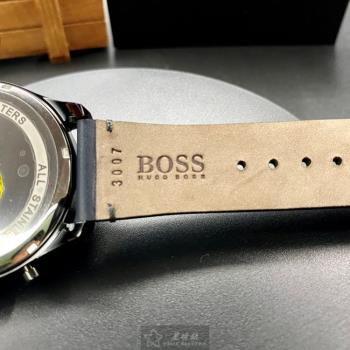 BOSS手錶, 男女通用錶 40mm 黑圓形精鋼錶殼 寶藍色三眼, 精密刻度錶面款 HB1513711