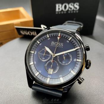 BOSS 伯斯男女通用錶 40mm 黑圓形精鋼錶殼 寶藍色三眼, 精密刻度錶面款 HB1513711