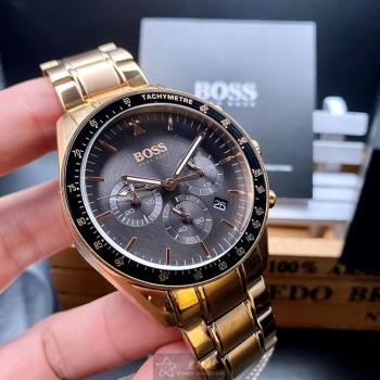 BOSS手錶, 男錶 44mm 玫瑰金圓形精鋼錶殼 黑色三眼, 精密刻度錶面款 HB1513632