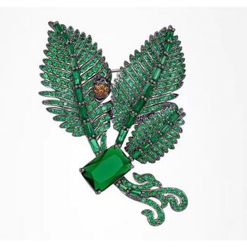 ANGEL 綠野仙蹤花卉閃耀鋯石2用胸針別針(綠色)