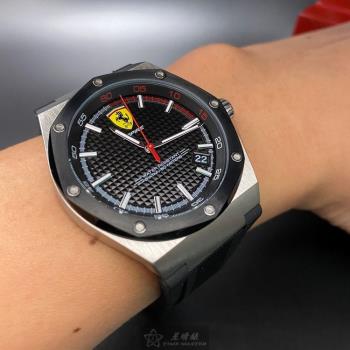 FERRARI手錶, 男錶 44mm 黑八角形精鋼錶殼 黑色簡約, 運動錶面款 FE00013