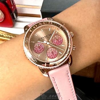 COACH 蔻馳女錶 38mm 玫瑰金圓形精鋼錶殼 玫瑰金色簡約, 三眼, 中三針顯示錶面款 CH00172