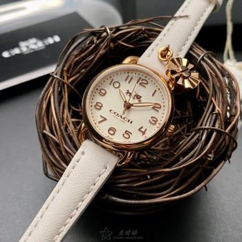 COACH 蔻馳女錶 28mm 玫瑰金圓形精鋼錶殼 白色簡約, 中三針顯示錶面款 CH00153