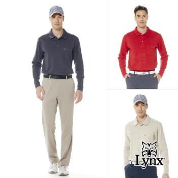 【Lynx Golf】男款保暖舒適雙面立體組織材質配布剪裁設計胸袋款長袖POLO衫(三色)-慈濟