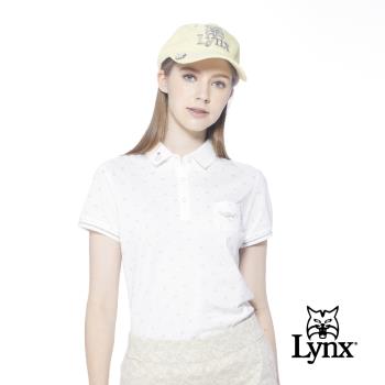 【Lynx Golf】女款吸排抗UV涼感小胸袋Lynx字樣印花短袖POLO衫/高爾夫球衫(二色)