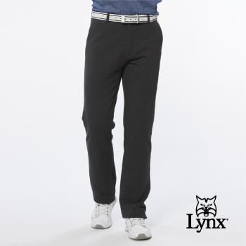 【Lynx Golf】男款日本進口布料口袋剪接造型織帶設計平口基本版休閒長褲(二色)