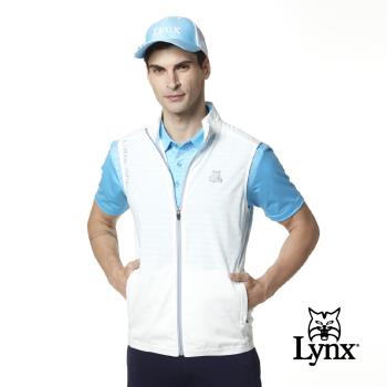 【Lynx Golf】男款涼爽透氣彩色織帶山貓織標拉鍊口袋無袖背心(二色)