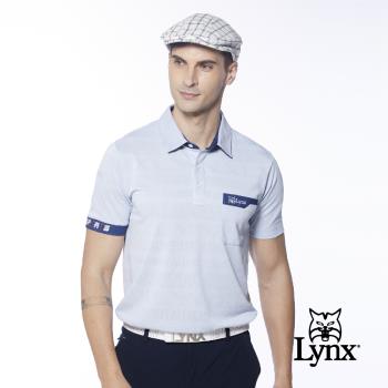 【Lynx Golf】男款吸溼排汗袖口造型設計胸袋款短袖POLO衫/高爾夫球衫(二色)