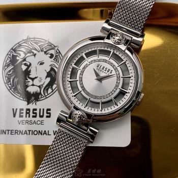 VERSUS VERSACE 凡賽斯女錶 36mm 銀圓形精鋼錶殼 銀色鏤空, 中二針顯示, 透視錶面款 VV00020