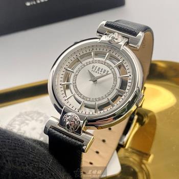 VERSUS VERSACE 凡賽斯女錶 36mm 銀圓形精鋼錶殼 銀色鏤空, 中二針顯示, 透視錶面款 VV00017