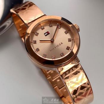 TommyHilfiger 湯米希爾費格女錶 28mm 玫瑰金圓形精鋼錶殼 玫瑰金色時分中二針顯示, 鑽圈錶面款 TH00038