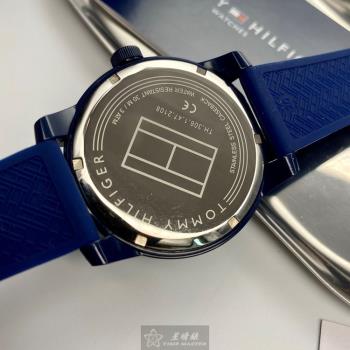 TommyHilfiger手錶, 男女通用錶 42mm 寶藍圓形塑膠錶殼 寶藍色簡約, 時分秒中三針顯示, 運動錶面款 TH00035