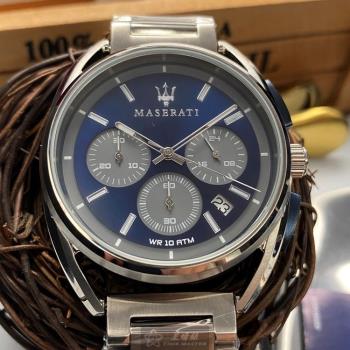 MASERATI手錶, 男女通用錶 42mm 銀圓形精鋼錶殼 寶藍色三眼, 運動錶面款 R8873632004