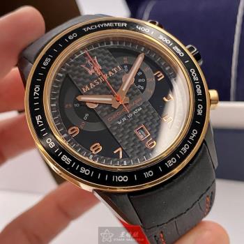 MASERATI手錶, 男錶 46mm 玫瑰金圓形精鋼錶殼 黑色中三針顯示, 運動錶面款 R8873610003
