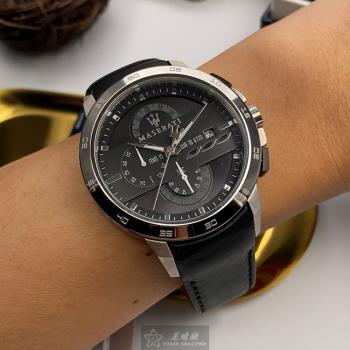 MASERATI手錶, 男女通用錶 46mm 銀圓形精鋼錶殼 黑色三眼, 中三針顯示, 運動錶面款 R8871619004