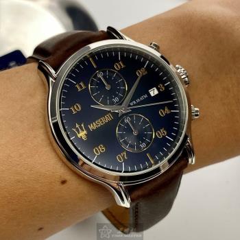 MASERATI手錶, 男女通用錶 42mm 銀圓形精鋼錶殼 寶藍色雙眼錶面款 R8871618001